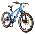 Produktbild: BIKESTAR Kinder Fahrrad Aluminium Mountainbike 7 Gang Shimano, Scheibenbremse ab 6 Jahre | 20 Zoll Kinderrad MTB | Blau Orange