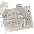 Produktbild: LOBERON Platzset 2er Set Voyage, mit französischem Vintage-Print, aufgenähte Compartiments für Besteck, Tischdeko, Tischset, Tischwäsche, Baumwolle, creme