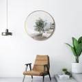 Produktbild: HOKO Runder Wandspiegel 60cm Dekospiegel mit nahtlosem Metallrahmen Gold und hochwertigen Aluminiumaufhängungen – Ideal für Bad,Wohnzimmer,Flur,Hotel