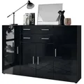 Produktbild: Vladon Highboard, Schwarz Hochglanz, Holzwerkstoff, 166.5x106.5x35 cm, Wohnzimmer, Kommoden & Sideboards, Highboards