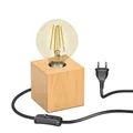 Produktbild: Tischlampe HITO, Holz massiv, eckig + LED Lampe gold max. 818lm, 3-Stufen dim...