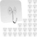 Produktbild: Latoxcaa Große Klebehaken Extra Stark zum Aufhängen Heavy-Duty 10KG(Max), Klebehaken Transparent und Ablösbar, Wasserdicht und Rostfrei Haken Selbstklebend für Badezimmer, 30 Stück