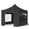 Produktbild: TOOLPORT 3x3m Stahl Faltpavillon, inkl. 4 Seitenteile, schwarz - (600005)
