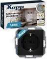 Produktbild: Kopp Paris Schutzkontakt-Steckdose, 1-fach, mit Berührungsschutz, 16A, 250V~, IP20, schwarz, matte Oberfläche, 920650080