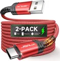 Produktbild: USB auf USB C Schnellladekabel 2 Stück 2m Rot 3.1A Laden 480Mbps Nylon