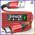 Produktbild: USB auf USB C Schnellladekabel 2 Stück 2m Rot 3.1A Laden 480Mbps Nylon