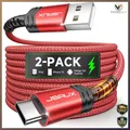 Produktbild: USB auf USB C Schnellladekabel 2 Stück 2m Rot 3.1A Laden 480Mbps Nylon