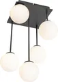 Produktbild: QAZQA - Moderne Deckenleuchte I Deckenlampe I Lampe I Leuchte schwarz mit Opalglas 5-flammig - Athens I Wohnzimmer I Schlafzimmer - Stahl Quadratisch - LED geeignet G9