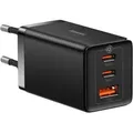 Produktbild: Gan 2xusb C 1xusb 65w Schnellladegerät Baseus Gan5 Pro + Usb C - Usb C 100w Kabel - Schwarz