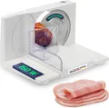 Produktbild: Sommertal Allesschneider AS170 150W Edelstahlmesser mit Wellenschliff,klappbar platzsparend, elektrische Schneidemaschine Brotschneidemaschine, Profi Aufschnittmaschine Weiß 0-15mm