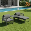 Produktbild: Balkon Lounge Set Aluminium – 2?Sitzer mit Tisch, anthrazit, wetterfest