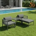 Produktbild: Balkon Lounge Set Aluminium – 2?Sitzer mit Tisch, anthrazit, wetterfest