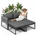 Produktbild: Melko Aluminium Lounge Sitzgarnitur Balkonset | wetterfest und rostfrei | Sitzgruppe variabel aufstellbare Elemente extra Dicke Wasserabweisende Kissen Essgruppe Sitzecke Outdoor