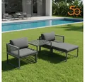 Produktbild: Melko Sitzgruppe Möbelset Aluminium Balkon Set wetterfest Gartenmöbel Sitzgarnitur, (inkl. höhenverstellbare Füße, 4-tlg., Aluminiummöbel), Hocker kann je nach Bedürfnissen als Tisch oder Liege verwendet werden