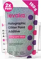 Produktbild: FBGC Levaka 150 Gramm Holographischer Glitzer für Tapete - 2 Polierpads Inklusive - Wandfarbe Kompatibel Mit Jeder Malerfarbe - für Außen- Innenwände und Holz Silber