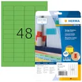 Produktbild: HERMA 4369 Farbige Etiketten grün ablösbar, 20 Blatt, 45,7 x 21,2 mm, 48 pro A4 Bogen, 960 Stück, selbstklebend, bedruckbar, matt, blanko Papier Farbetiketten Aufkleber