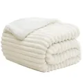 Produktbild: BEDELITE Kuscheldecke Flauschig Decke 150x200 - Dicke XL Sherpa Decken Cremeweiß für Couch, warme Cord Kuscheldecken Creme Weiss weiche Fleecedecke Wohndecke als Couch Überwurf für Wohnzimmer