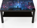 Produktbild: DEQORI Couchtisch 90x55 cm Schwarz 'Cyberpunk Stadt bei Nacht' Glas Beistelltisch