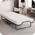Produktbild: Beautissu Gästebett klappbar 90x200 cm – langlebiges & faltbares Reisebett inkl Schutzhülle & 10,5 cm Dicker Schaumstoff Matratze - Klappbett ohne Aufbau - Stabiler Stahlrahmen & 4 Laufrollen Venetia