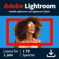 Produktbild: Adobe Lightroom inkl. Lightroom Classic 1 TB Cloud  1 Jahr 2 PC/Mac Download NEU