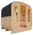 Produktbild: Dewello® - Outdoor Fasssauna Richmond - ca. 200 cm x 180 cm x 200 cm, Fichtenholz - Cube inkl. 10 Infrarotstrahler, Saunaofen und Saunazubehör I Gartensauna, Außensauna, Sauna Fass für 4 Personen