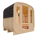 Produktbild: Dewello® - Outdoor Fasssauna Richmond - ca. 200 cm x 180 cm x 200 cm, Fichtenholz - Cube inkl. 10 Infrarotstrahler, Saunaofen und Saunazubehör I Gartensauna, Außensauna, Sauna Fass für 4 Personen