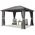 Produktbild: TOOLPORT Pavillon Gartenpavillon 3x3,65 m Moonlight Superior grau, mit 4 Seitenteilen, und mit 4 Moskitonetzen 365 cm x 300 cm