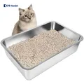 Produktbild: Offene Edelstahl Katzentoilette, 60x40x15cm - Sicher, modern und pflegeleicht