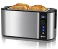 Produktbild: Balter Toaster 4 Scheiben, Langschlitz, Edelstahl, Brötchenaufsatz, LCD Display mit Restzeitanzeige, Auftaufunktion, Brotzentrierung, Krümelschublade, TS-04-LCD, Farbe: Silber