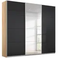 Produktbild: Schwebetürenschrank - basalt - Eiche Sonoma - mit Spiegel - 2 Glastüren - 203x210 cm
