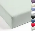 Produktbild: MISTRAL HOME Spannbettlaken Perkal Uni Bettlaken Laken Ägyptische Baumwolle 90x190-100x200 / 140-160x200 / 180-200x200 cm, Farbe:Mint, Größe:140x200cm