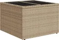 Produktbild: vidaXL Gartentisch mit Glasplatte Beige 55x55x37 cm Poly Rattan