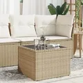 Produktbild: Gartentisch Mit Glasplatte Beige 55x55x37 Cm Poly Rattan Vidaxl