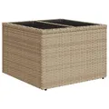 Produktbild: vidaXL Gartentisch, Outdoor Tisch mit Glasplatte, Couchtisch mit Stahlrahmen, Beistelltisch Garten Terrasse Gartenmöbel, Beige Poly Rattan