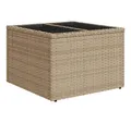 Produktbild: vidaXL Gartentisch Gartentisch mit Glasplatte Beige 55x55x37 cm Poly Rattan (1-St)