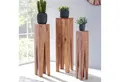 Produktbild: FINEBUY Satztisch SuVa2514_1 Massivholz Blumentisch 3er Set Säulentisch Dekosäule Eckig (Dekosäule Quadratisch Pflanzentisch Blumentisch), Beistelltisch 3er Set Akazie Massivholz Modern