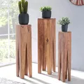 Produktbild: Satztisch FineBuy Massivholz Blumentisch 3er Set Säulentisch Dekosäule Eckig