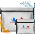 Produktbild: Feuerfeste Dokumententasche 2 Stueck 23x17cm Grau silikonbeschichtet wasserfest