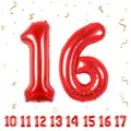 Produktbild: Geburtstag zahlen luftballon 16 jahre | Folienballon Rot- Folienballon in 40
