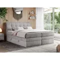 Produktbild: Boxspringbett Polsterbett mit Bettkästen Multipcket Matratze Doppelbett Kopfteil - GOLD 10 KING - 180x200 - Hellgrau Velvet - H3 - Hellgrau