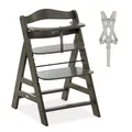 Produktbild: hauck Alpha+, Charcoal - Mitwachsender Holzhochstuhl aus Buche für Kinder ab 6 Monaten bis 90 kg - Inklusive 5 Punkt Gurt, Schrittgurt, Schutzbügel - Kompatibel mit viel Zubehör