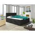 Produktbild: Boxspringbett Star mit Topper, Bonell-Matratze und 2 Bettkästen, Doppelbett, Polsterbett, Bett (Schwarz (Inari 100), 180 x 200 cm) - Schwarz
