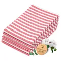 Produktbild: ZOLLNER 5er Set Geschirrtücher Baumwolle in 50x70 cm - saugstarke und langlebige Küchentücher - waschbar bis 60°C – in rot gestreift- Gastronomiequalität - Oeko Tex® Zertifiziert