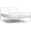 Produktbild: vidaXL Bettgestell mit Kopf- und Fußteil Metall Weiß 135x190 cm - Weiß