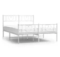 Produktbild: vidaXL Bettgestell, Bettrahmen mit Kopf- und Fußteil Metall Weiß 135x190 cm