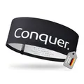 Produktbild: Conquer. Sportstirnband Damen & Herren – Laufstirnband & Schweißband für Laufen, Joggen & Trailrunning | Dünnes, elastisches Kopfband (Kleines Logo)