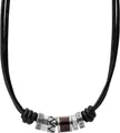 Produktbild: Fossil JF84068040 Herren Halskette Edelstahl Leder Schwarz Holzelemente 50 cm