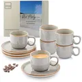 Produktbild: Sänger Rio Perlgrau | Espressotassen Set 12 teilig, Tassen Set 6 Personen, Espresso- & Mokkatassen, kratz- spülmaschinen- mikrowellenfest, 6xTassen & 6xUntertassen grau 80 ml | VALUE COLLECTION