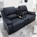 Produktbild: riess-ambiente Exklusiver 2er Kinosessel HOLLYWOOD 190cm schwarz Fernsehsessel mit Getränkehalter und Liegefunktion Relaxsessel