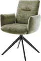 Produktbild: DELIFE Polsterstuhl Jova-Flex, mit Armlehnen Kreuzgestell breit Schwarz Chenille Olive 360° drehbar W